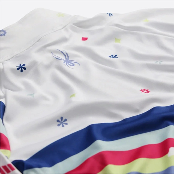 Spyder Girls M Medium Surface Half Zip Zip T-Neck White Blue NWT - Picture 8 of 11